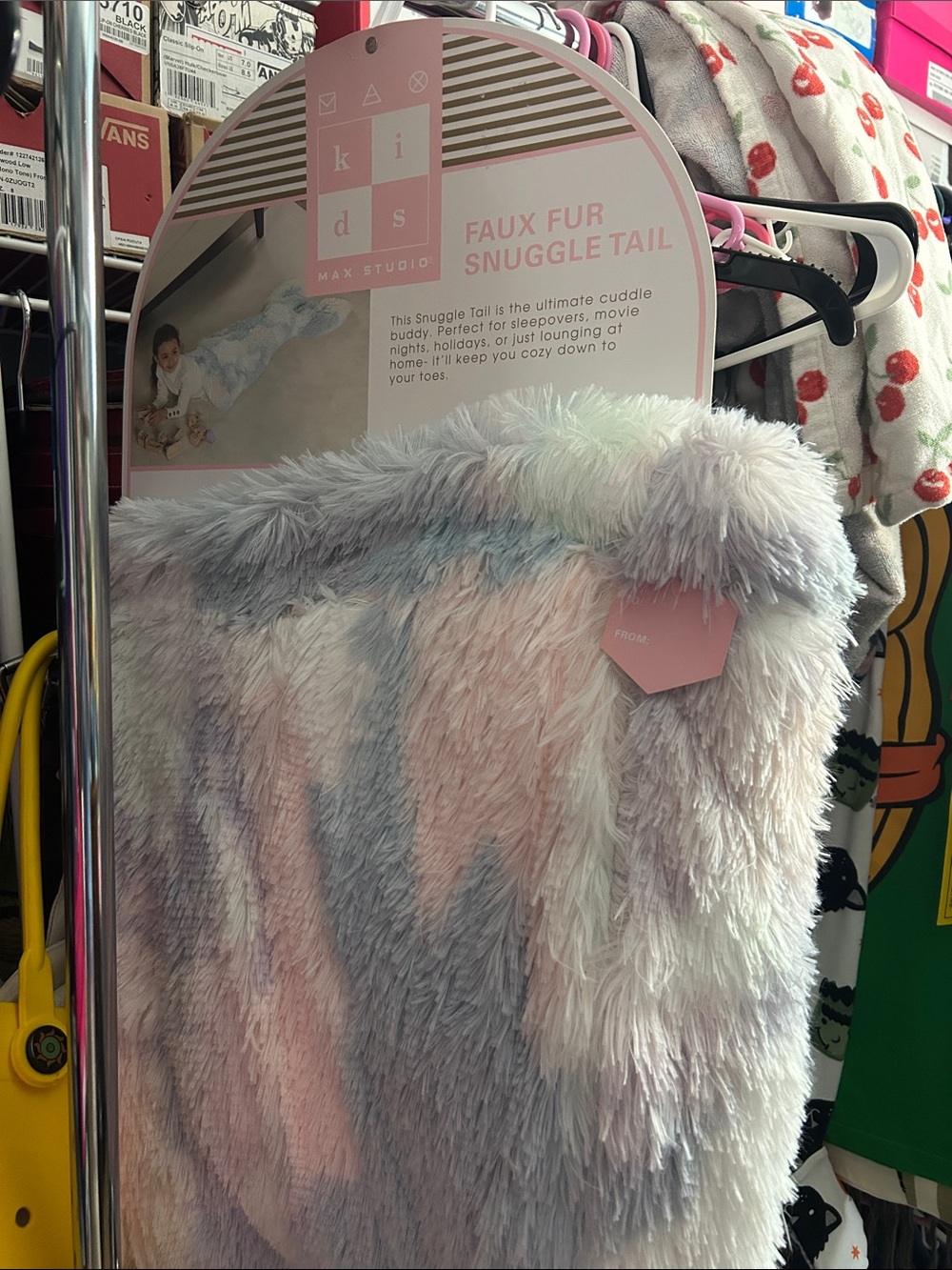 Faux Fur Snuggle Tail - Pastel Rainbow